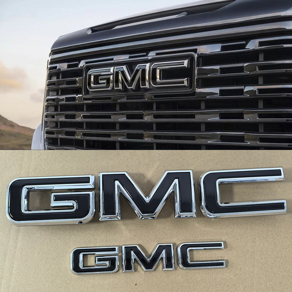 Front Grille & Tailgate GMC Emblem for 2021–2024 Yukon (XL) Badge Kit (Chrome / Matte / Gloss Black)