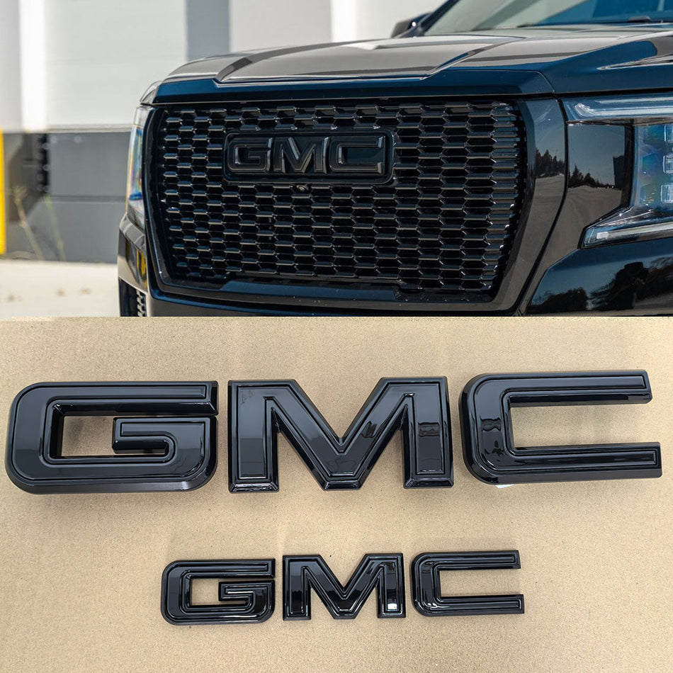 Front Grille & Tailgate GMC Emblem for 2021–2024 Yukon (XL) Badge Kit (Chrome / Matte / Gloss Black)