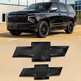 Grille Tailgate Bowtie Emblems for 2021-2026 Tahoe Suburban Badge Kit (Chrome / Gloss Black) 2-pack