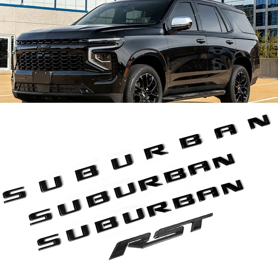 Emblem Set for 2021+ Suburban RST Grille & Tailgate Chevy Bowtie Badges Gloss Black (4pack / 6pack)