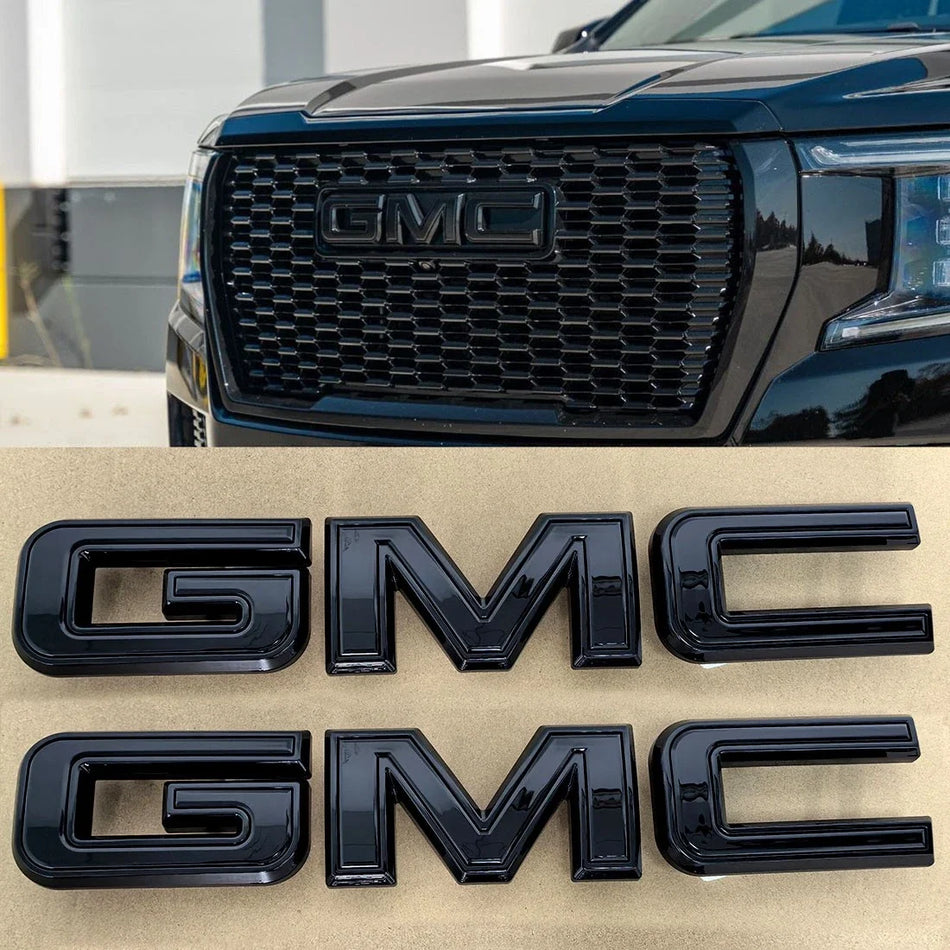 Emblem Kit for 2019+ GMC Sierra AT4 1500 2500/3500HD Grille Rear Badge Gloss Black