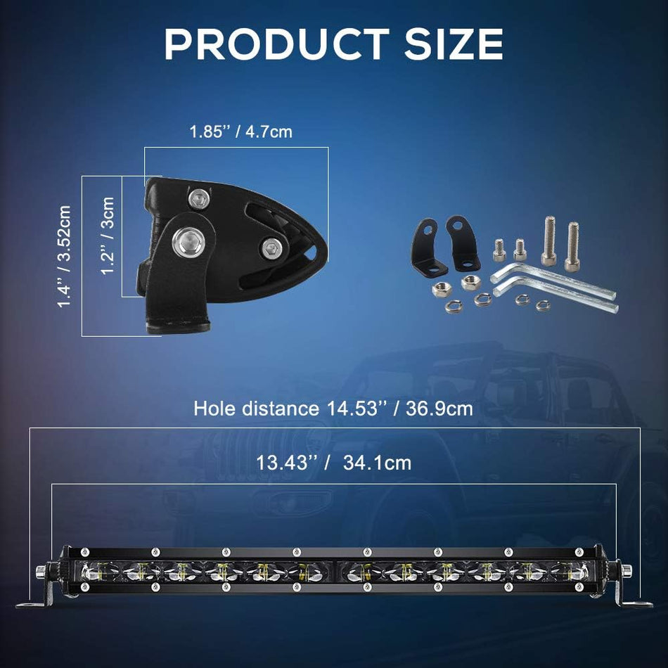 14 Inch Single Row LED Light Bar – 150W Combo Beam, 6D Reflectors