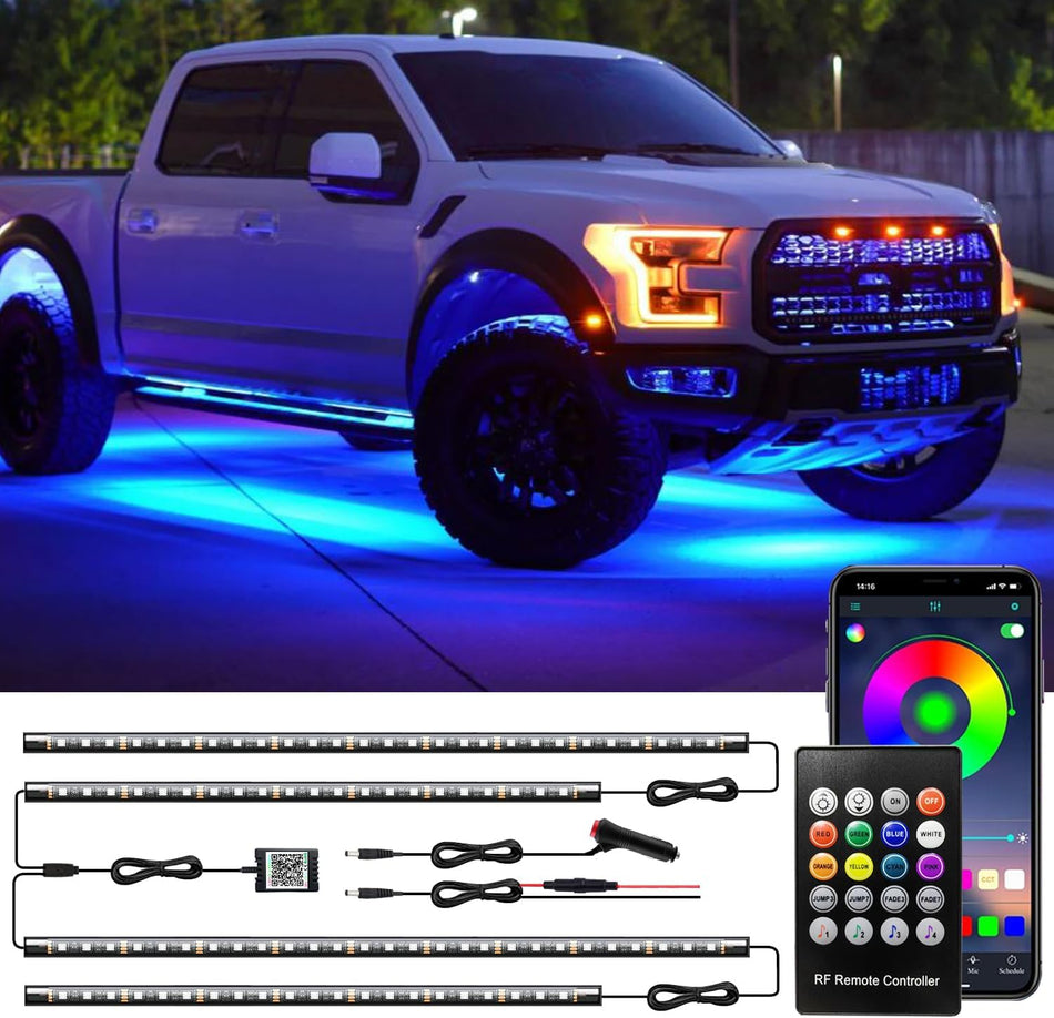 LED Underglow Kit App and Remote Control 16 Million RGB Colors Music Sync