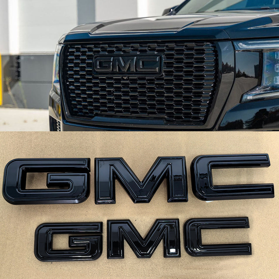 Grille Rear Emblem Kit for 2025–2026 GMC Yukon AT4 and Elevation / XL (Gloss Black / Chrome Black) 2-Pack