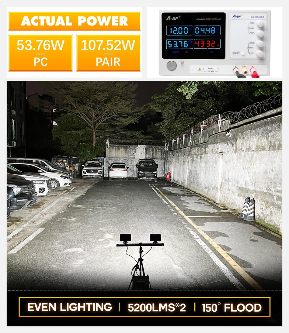 6 Inch LED Work Light Pair – 150° Flood Beam, 10,400 Lumens