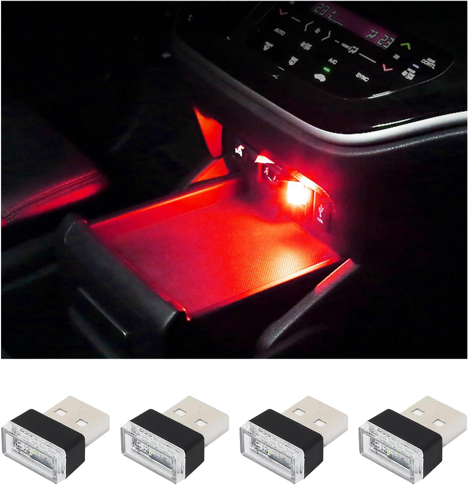 4 PCS USB LED Car Interior Atmosphere Lamp – Plug-in Ambient Lighting Kit