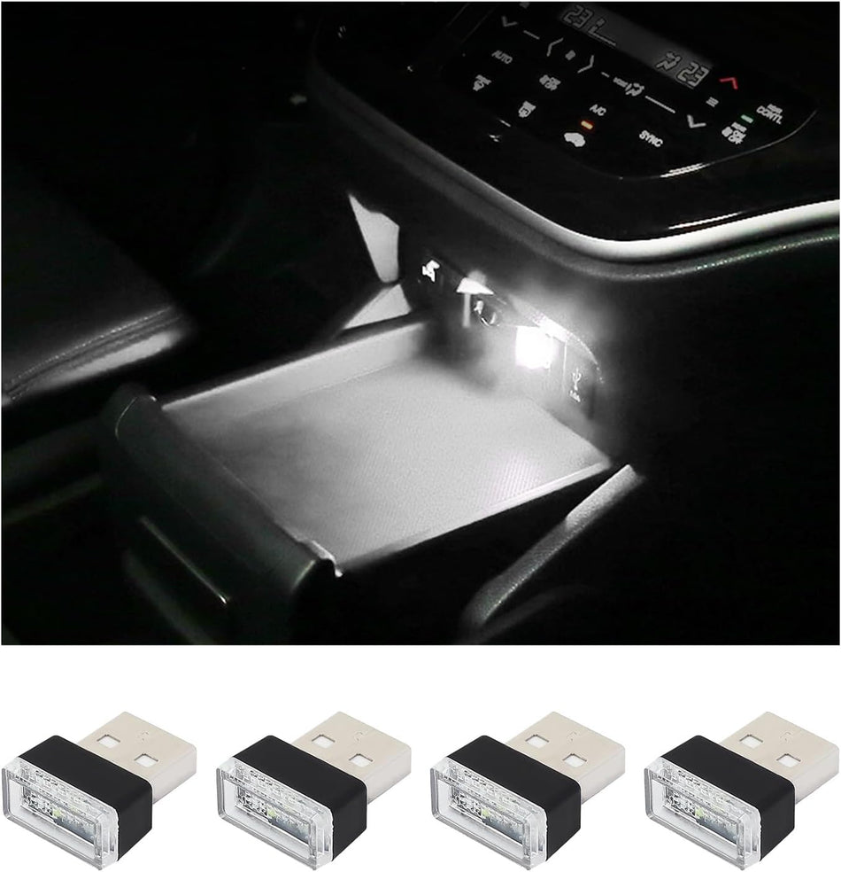 4 PCS USB LED Car Interior Atmosphere Lamp – Plug-in Ambient Lighting Kit