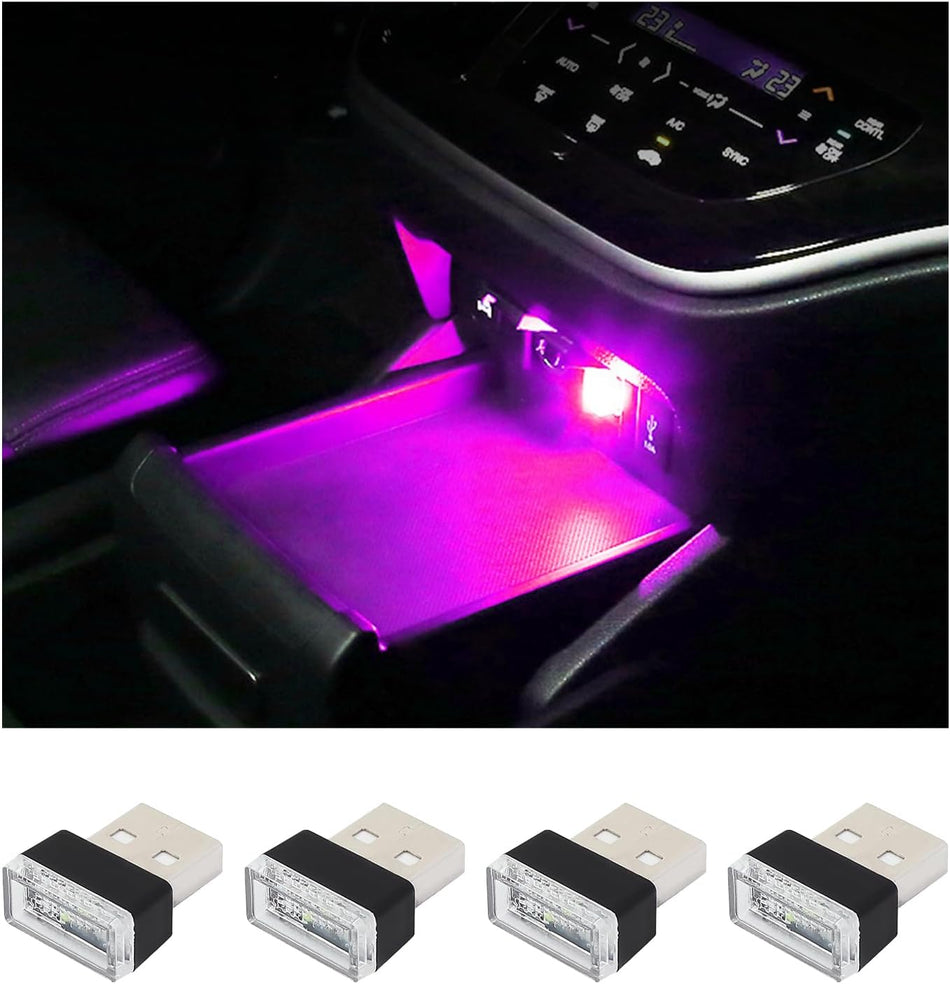 4 PCS USB LED Car Interior Atmosphere Lamp – Plug-in Ambient Lighting Kit