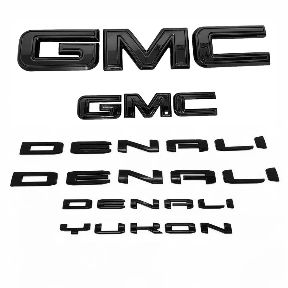 Grille & Rear Emblems & Lettering Kits for 2021–2026 GMC Yukon – Black Badge Sets