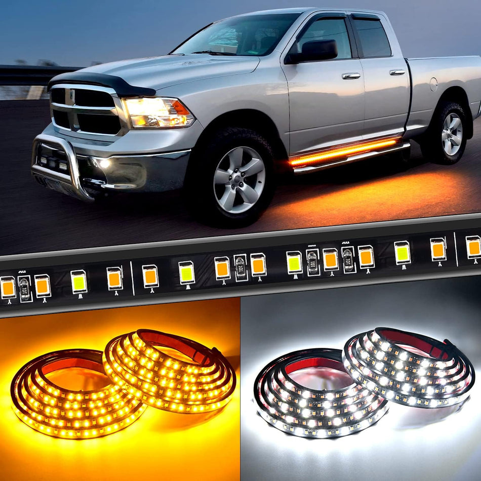 60/70-Inch Running Board Lights – Sequential Amber Turn Signal + White Courtesy DRL (2-Pack)