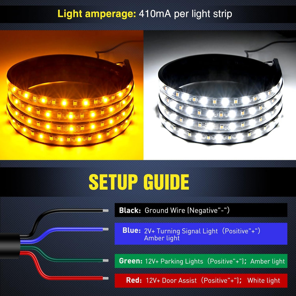 60/70-Inch Running Board Lights – Sequential Amber Turn Signal + White Courtesy DRL (2-Pack)