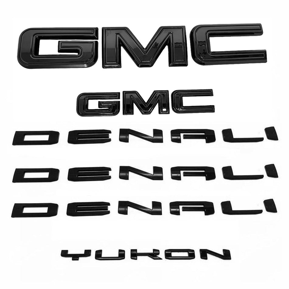 Full Emblem Kit for 2025–2026 GMC Yukon Denali | Denali Ultimate (Gloss Black / Chrome Black) 4-Pack/6-Pack