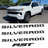 Badge Kit for 2023+ Chevy Silverado 1500 RST Grille Bowtie Emblems (Chrome / Gloss Black) 4pack / 5pack